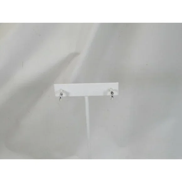 Vintage Silvertone Huggie Pierced Earring Hoop Silver Tone 52181 - Picture 3 of 7